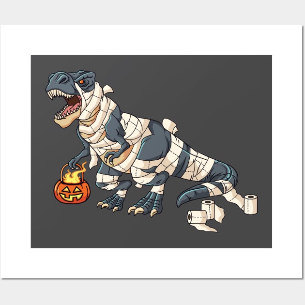 Funny Halloween Mummy T-Rex Dinosaur Gift Kids Boys Girls Wall Art by ghsp